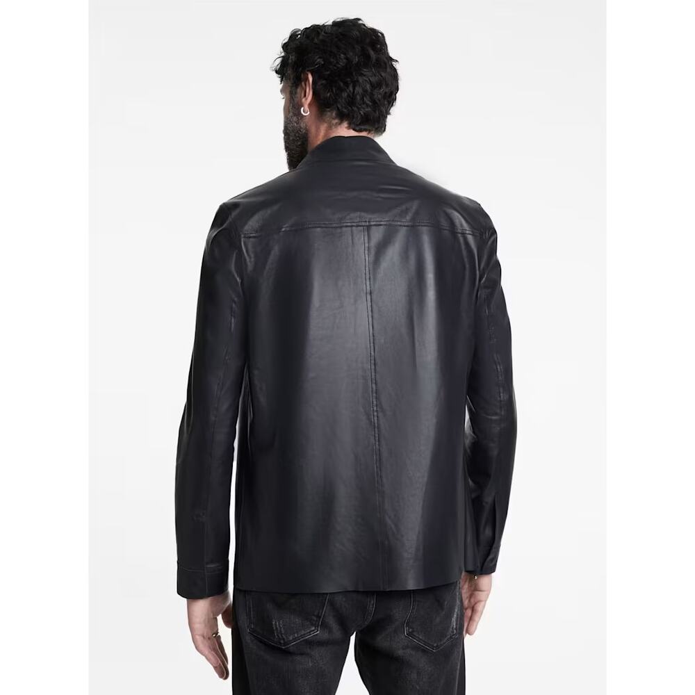JOHN VARVATOS Travis Leather Shirt Jacket Dark Navy Blue Sz 58/US XL NWT $798 - Picture 4 of 10